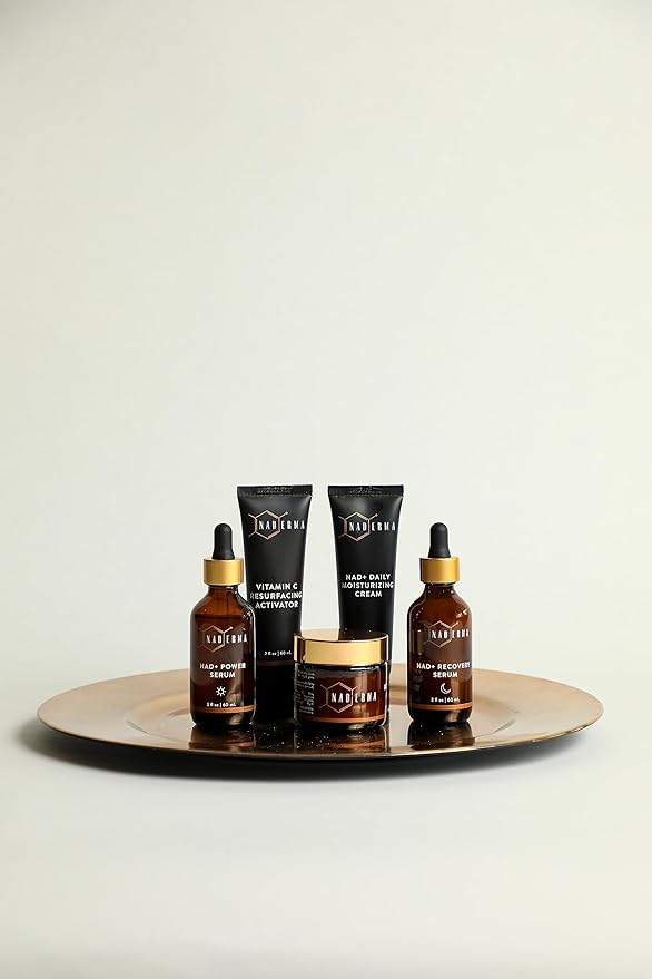Naderma Set (NAD+ Daily Moisturizing Cream, NAD+ Power Serum, NAD+ Recovery Serum, and Vitamin C Resurfacing Scrub + Activator))-Velvo Beauty