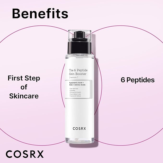 COSRX 6X Peptide Collagen Booster Toner Serum 150mL/5.07 Fl.Oz, Skin Renewal Boosting Facial Essence, Niacinamide & Hyaluronic Acid for All Skin Types, Korean Skincare, Paraben Free-Velvo Beauty