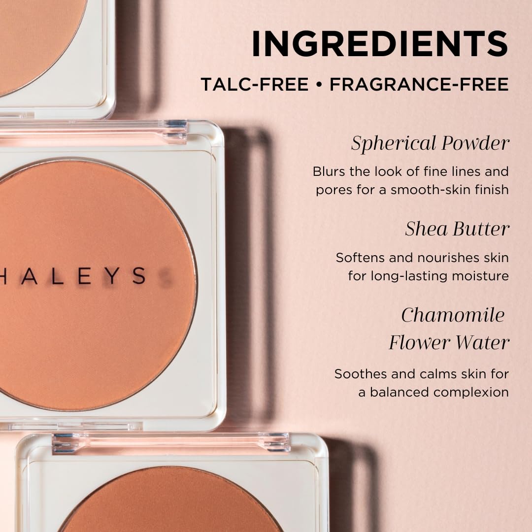 HALEYS Re-sculpt Smoothing Contour Powder (Dark) Lightweight, Non-Caking, Nourishing & Skin-Softening, Infused with Shea Butter & Chamomile Flower Water to Soothe Skin-Velvo Beauty