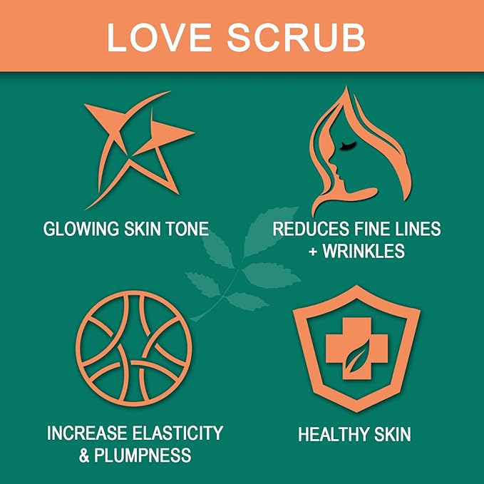 Love Scrub with Hyaluronic Acid Natural Face Exfoliator for Wrinkles, Acne, Fine Lines, Blackheads & Clogged Pores-Velvo Beauty