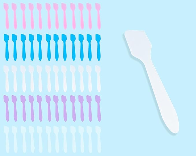 100 Pack 3.2 Inch Cosmetic Spatulas/Small Plastic Spatula for Cosmetics, Creams, Crafts/Makeup Spatula/Multipurpose Mini Applicator for Mixing Cream, Skincare, or Scraping Jars/Random Color-Velvo Beauty