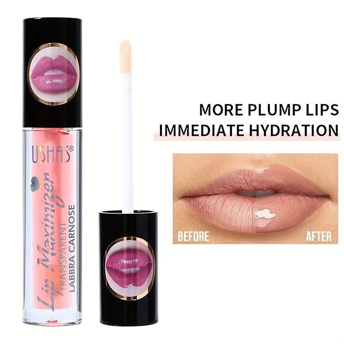 Lip Plumping Gloss, Plumping Lip Filler, Lip Gloss for Full, Voluminous Lips, Transparent Plumping Lip Oil Tinted for Lip Care, Fuller Lips Instantly, Hydrating, High-Shine-Velvo Beauty