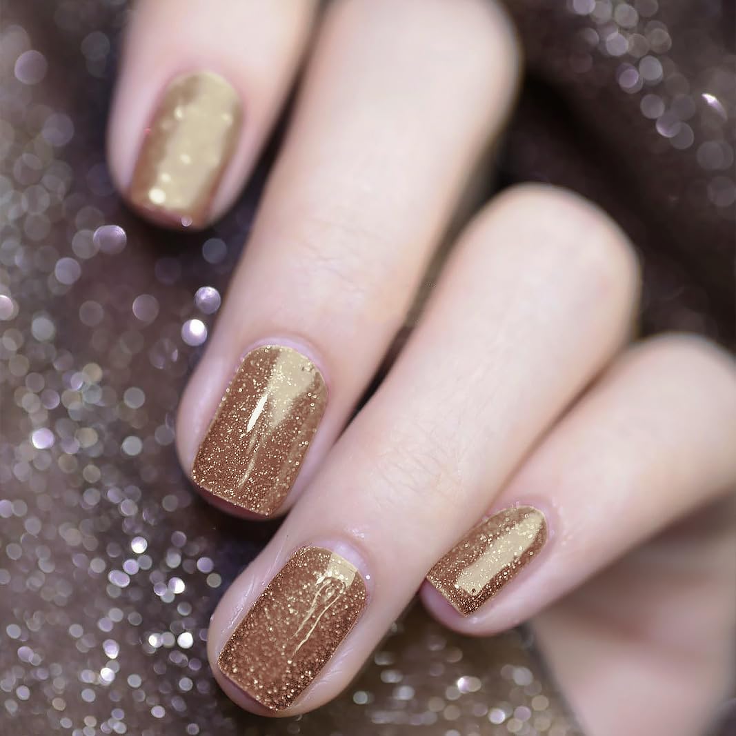 Nail Polish Strips, 32PCS Salon Quality Wraps, Long Lasting Gel Nail Stickers for Women Easy Apply& Remove (Dazzling Gold)-Velvo Beauty