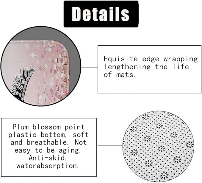 4PCS Diamond Eyelash Shower Curtain Set, Rustic Flower Botanical Bouquet Confetti Girly Makeup Fashion Bathroom Decor Waterproof Fabric Shower Curtain Non-Slip Bath Mat Toilet Rug, Pink Floral-Velvo Beauty