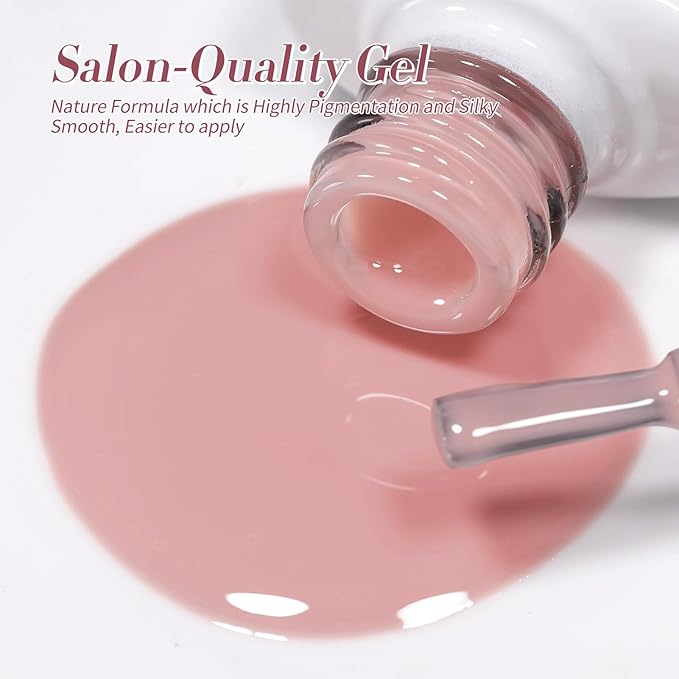 Born Pretty Milky White Jelly Nude Pink Gel Nail Polish Translucent Natural Sheer Pink Soak Off U v Light Cure Gel Polish Kit for Salon and Nail Art DIY at Home 6Colors-Velvo Beauty