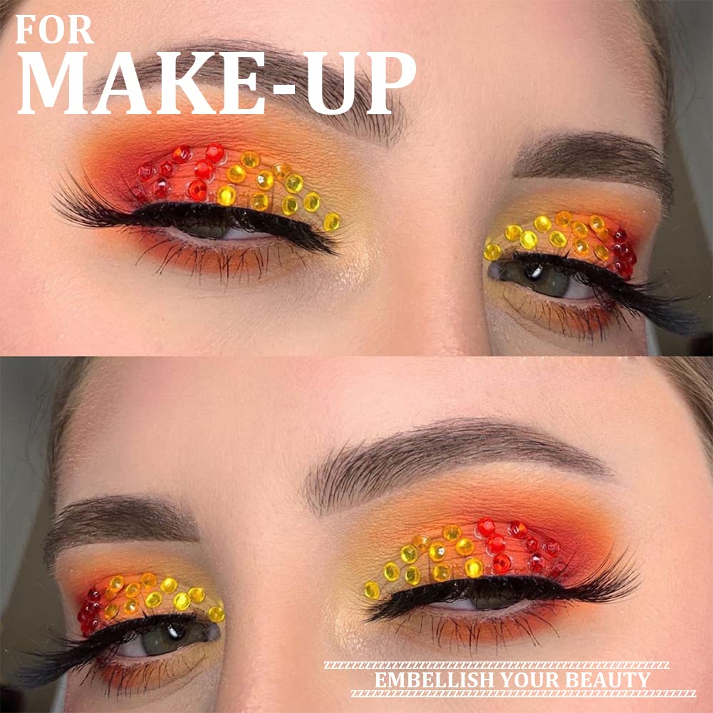 One Pack 2000 Pcs of Flatback Round Lemon Yellow Rhinestones 6 Sizes (1.5-6 mm) with Nail Art Rhinestone Picker Pencil and Tweezer for DIY and Salon Use-Velvo Beauty