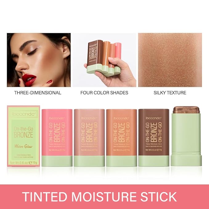 Cream Contour Stick,Bronzer Contouring Stick Facial Cream Highlight Contour Shaping Face Bronzer Makeup Blendable,Long Lasting 03-Rich Glow-Velvo Beauty