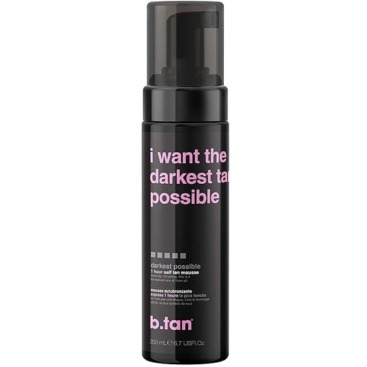b.tan Ultra Dark Self Tanner Mousse | I Want The Darkest Tan Possible - Fast, 1 Hour Express Sunless Tanning Foam, Golden Bronzing Glow, Face & Body, No Fake Tan Smell, Vegan, Cruelty Free, 6.7 Fl Oz-Velvo Beauty