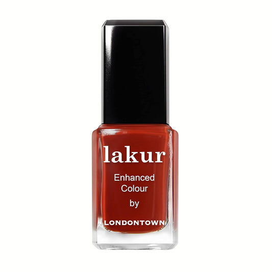 LONDONTOWN lakur Nail Polish - Chip-Resistant, Non-Toxic, Conditions & Hydrates Nails | Glossy Rich Red-Brown, Woodstock, .40 fl oz-Velvo Beauty