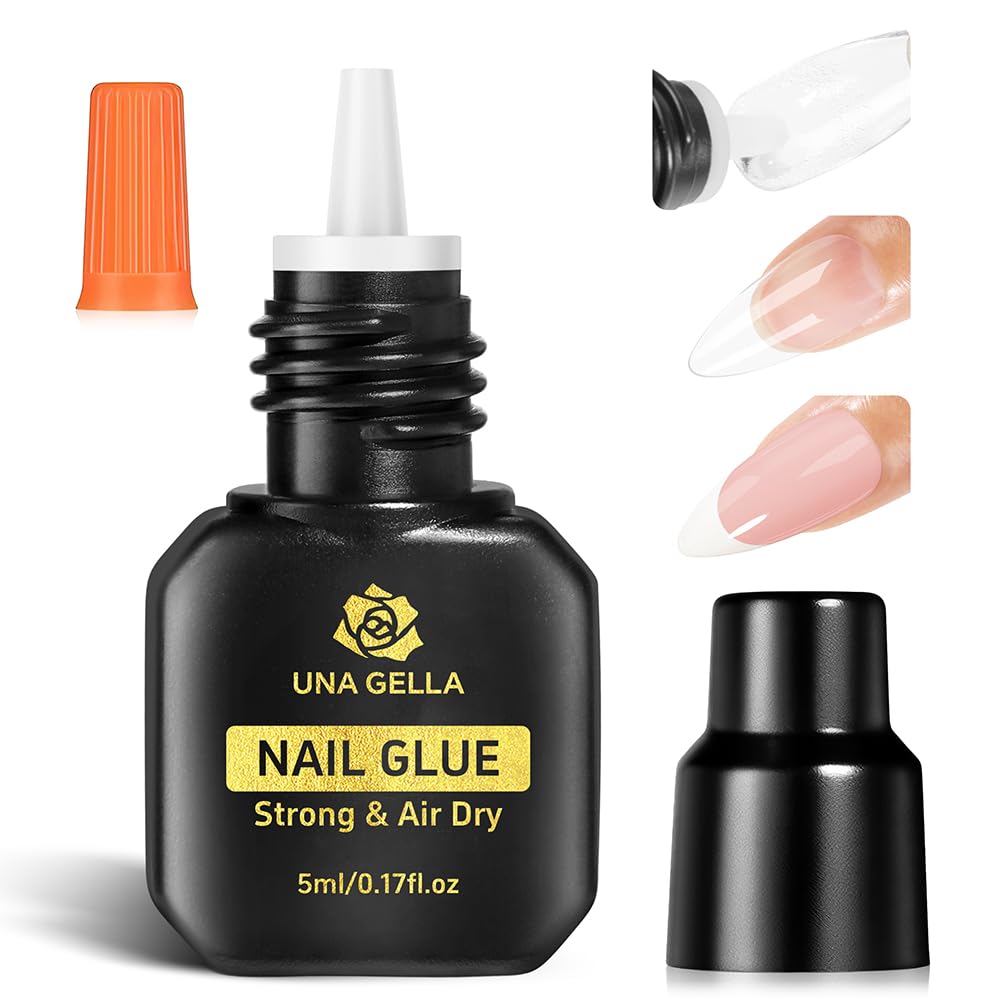 UNA GELLA Quick Drying Super Nail Glue for Press On Nails, Acrylic Nails & Nail Tips No Lamp Need Press On Nails Glue Drip Use with Opener（5ML） Long Lasting for DIY Nail Art-Velvo Beauty