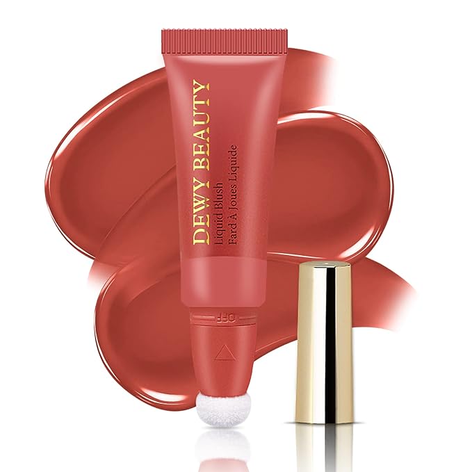 Liquid Blush Makeup Wand, Cream Liquid Blush with Cushion Applicator For Cheeks Tint, Natural-looking, Glow Dewy Finish, Weightless Blendable Liquid Blush Stick | #105 ARDOUR-Red Brown-Velvo Beauty