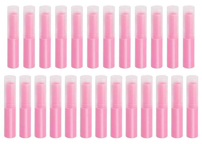 0.14oz Empty Flavored Lip Balm Container Tubes Plastic Homemade Moisturizing Lip Stick with Caps Bulk Fit for Women Adult DIY Making Supplies, 25 Count (Rose Pink)-Velvo Beauty
