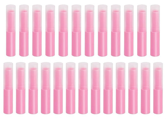 0.14oz Empty Flavored Lip Balm Container Tubes Plastic Homemade Moisturizing Lip Stick with Caps Bulk Fit for Women Adult DIY Making Supplies, 25 Count (Rose Pink)-Velvo Beauty