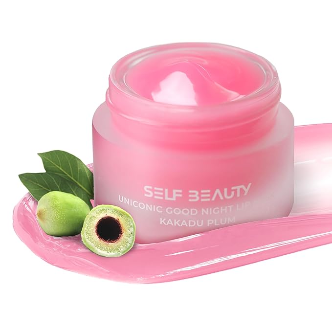SelfBeauty Lip Mask - Kakadu Plum, Vegan Lip Balm, Daily Lip Moisturizer, Overnight Hydrating Lip Treatment with Vitamin C, Lip Scrub Exfoliator Intensive Lip Repair, 0.51fl.oz-Velvo Beauty