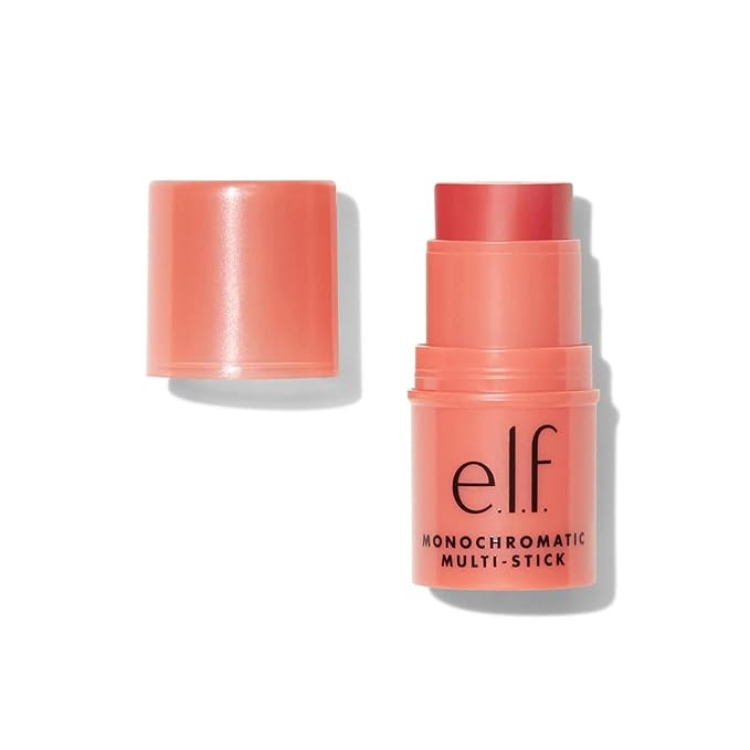 e.l.f. Monochromatic Multi Stick, Travel-Sized Luxuriously Creamy & Blendable Color For Eyes, Lips & Cheeks, Vegan & Cruelty-Free, Glimmering Guava-Velvo Beauty