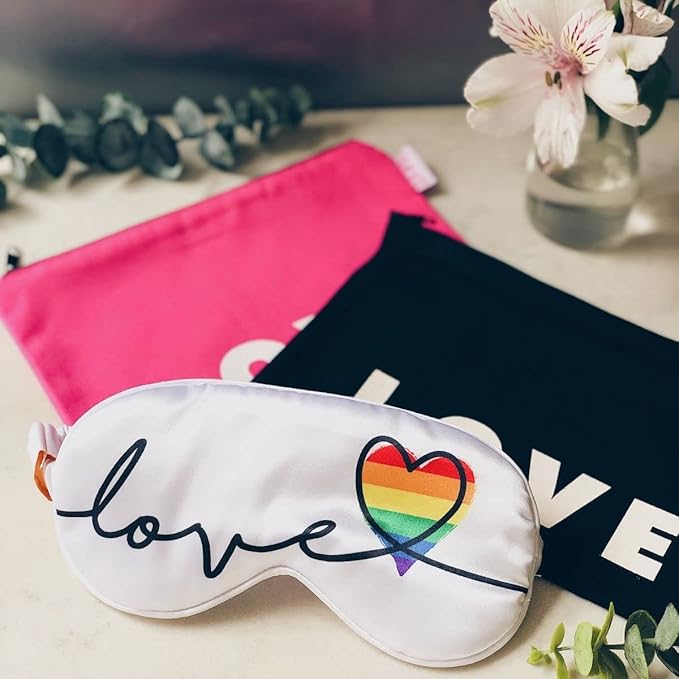 SMUG Satin Sleep Mask & Eye Mask | Travel Sleep Masks for Women & Men | Soft Sleeping Eye Mask to Nourish Skin & Reduce Dark Circles | Eye Sleep Mask Shades to Block Out Light | Pride Love-Velvo Beauty