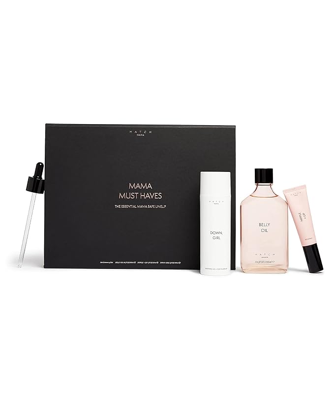 HATCH Mama Must Haves Kit - Belly Oil, Nipple + Lip Rescue Balm, and Down Girl Soothing Leg + Foot Relief - 3 Piece Set - Maternity Essentials-Velvo Beauty