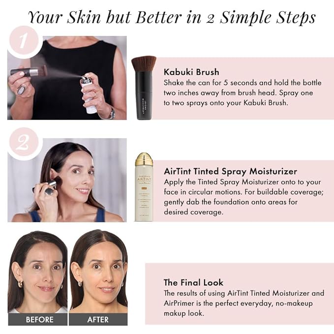 Jerome Alexander MagicMinerals AirTint Tinted Moisturizer AirBrush Spray Light | Tinted Moisturizer Spray with Anti-Aging Ingredients | Light |2PC-Velvo Beauty