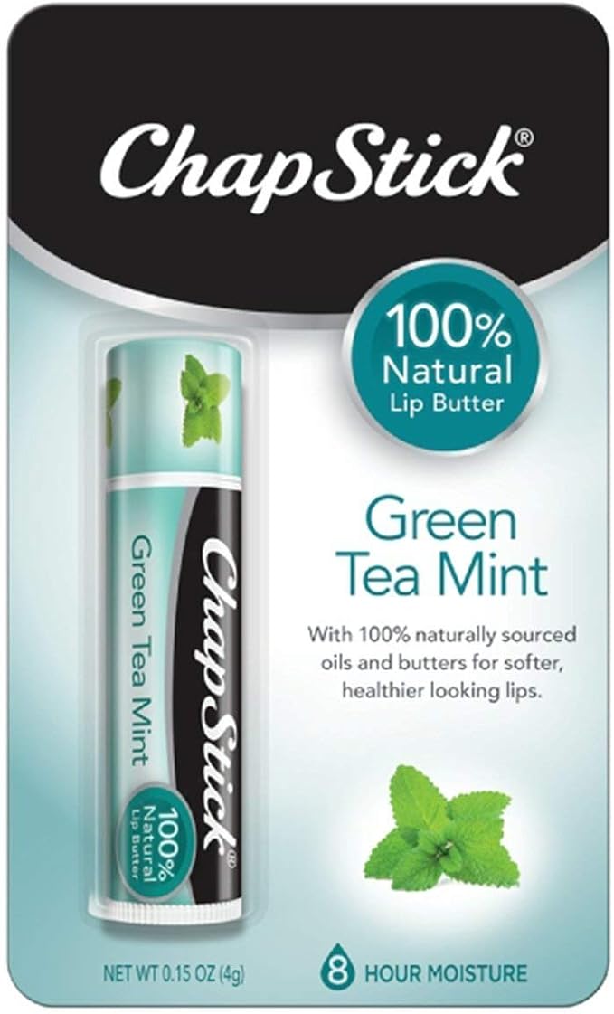 ChapStick 100% Natural Lip Butter, Green Tea Mint, 0.15 oz (Pack of 3)-Velvo Beauty