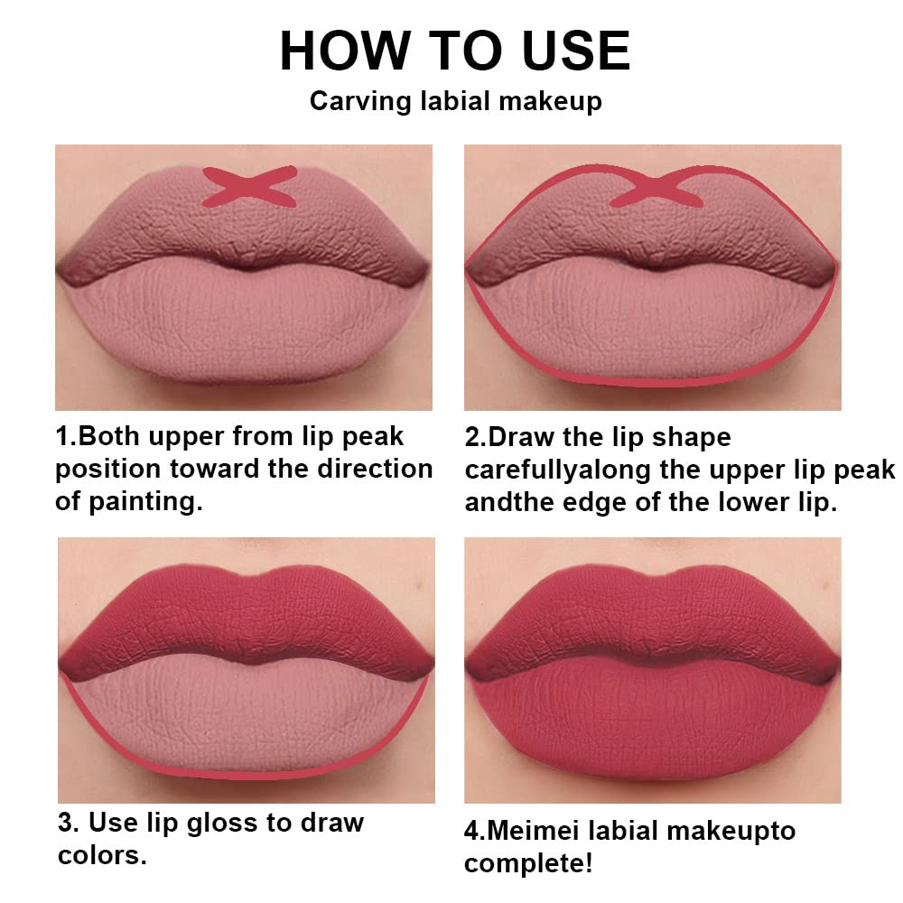 evpct 2Pcs Rose Red Pink Mauve Neutral Color Lip Liner and Matte Lipstick Makeup Sets Vegan Lipstick Lip Liner and Gloss Set Lip Stain Long Lasting Waterproof 24 31#-Velvo Beauty