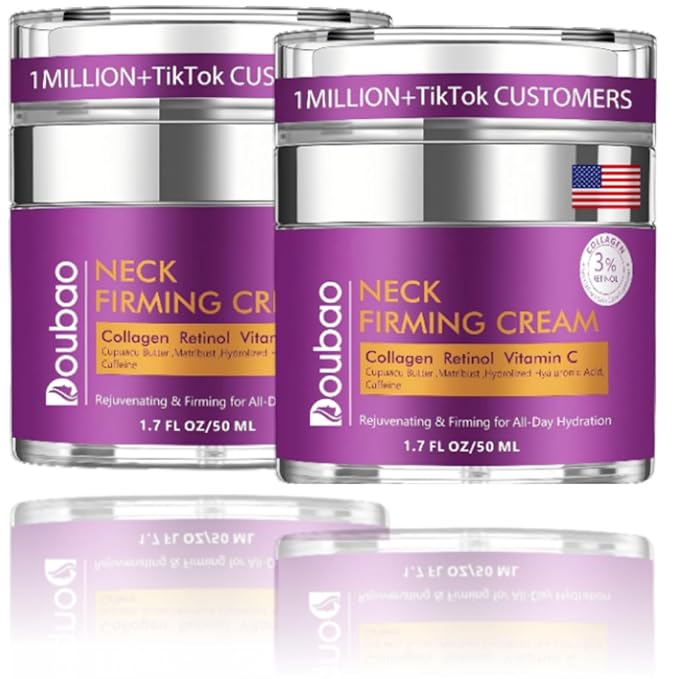 Advanced Neck Firming Cream – 3% Retinol & Hyaluronic Acid for Wrinkle Reduction, Lifting & Skin Tightening – Anti-Aging Moisturizer for Face, Neck & Décolleté – Deep Hydration, 3.4 FL（2 bottle）-Velvo Beauty