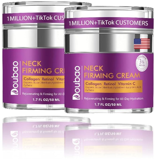 Advanced Neck Firming Cream – 3% Retinol & Hyaluronic Acid for Wrinkle Reduction, Lifting & Skin Tightening – Anti-Aging Moisturizer for Face, Neck & Décolleté – Deep Hydration, 3.4 FL（2 bottle）-Velvo Beauty
