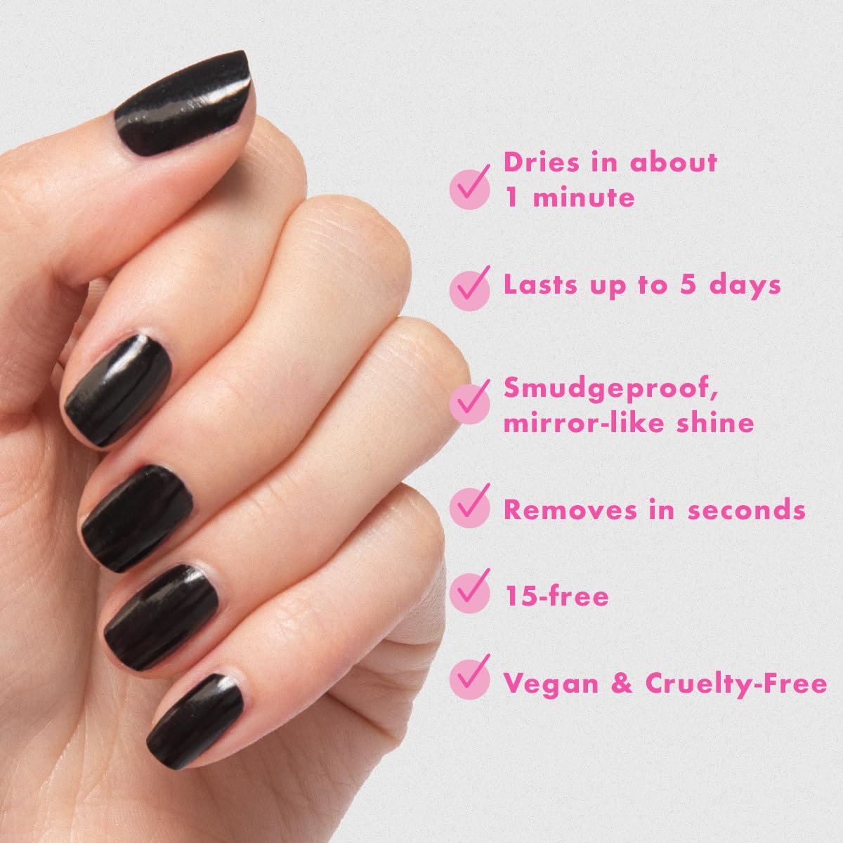 Olive & June Quick Dry Nail Polish | Instant, Fast-Drying, Smudgeproof Color | 15-free, Vegan, Cruelty-Free Formula | Lasts up to 5 Days | Salon-Quality Manicure Pedicure at Home | Cateye Inky Black-Velvo Beauty