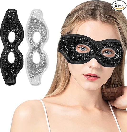 Jakuva 2PCS Cooling Eye Mask Sleeping Mask, Ice Eye Pads & Cold Eye Packs & Heat Cold Compress Pack Eye Spa Pad for Puffy Eyes,Puffiness,Headache,Stress Relief (Gray&Black)-Velvo Beauty