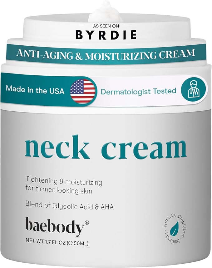 Baebody Firming Neck Cream with AHAs, CoQ10, Glycolic Acid, Green Tea for Sagging Skin, Fine Lines, Wrinkles, 1.7 Fl Oz-Velvo Beauty