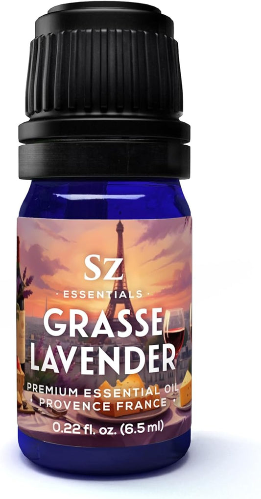 Grasse Lavender Essential Oil - France - Beautiful Floral Lavender Scent with Pine Notes - Lavandula stoechas - 100% Pure & Undiluted - Aromatherapy- Therapeutic Grade & Vegan 0.22 oz-Velvo Beauty