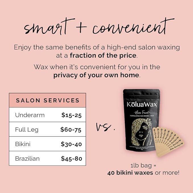 KoluaWax Hard Wax Beads for Hair Removal – Coarse Hair Formula – Face, Brazilian, Underarms, Back Chest, Bikini Waxing – Coconut Colada, 1lb Refill for Wax Warmers & 10 Large Applicator Sticks-Velvo Beauty