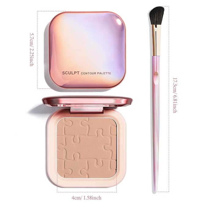 Contour Palette with Brush, Cream Contour Powder Palette Bronzer Powder Matte Bronzer Palette Cool Toned Contour Kit with Mirror for Face Sculpting Contour Makeup (#C02 Soft Brown)-Velvo Beauty