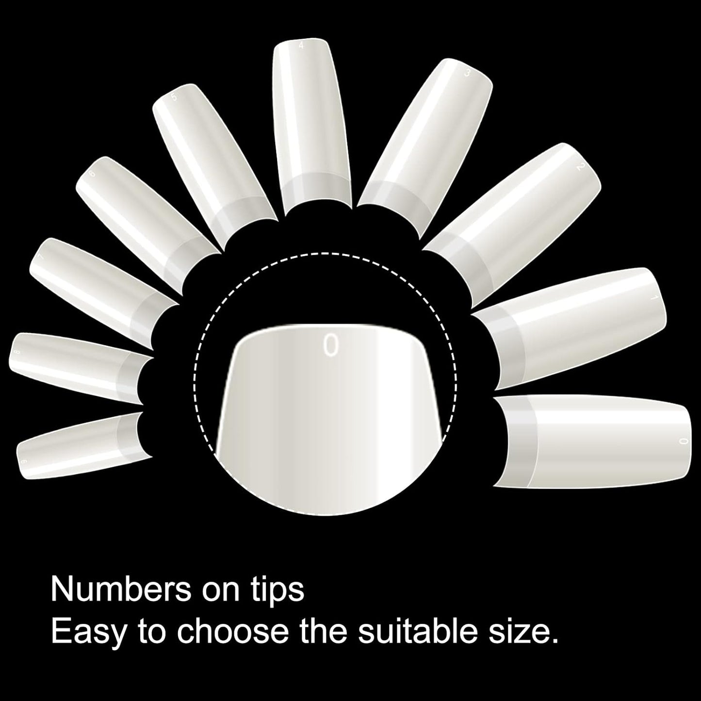 krofaue 500PCS Half Cover False Nails Tips - Acrylic Nail Tips 10 Sizes Lady French Style Acrylic Artificial Tip Manicure with Box for Nail Tips Art Salons and Home DIY-Velvo Beauty