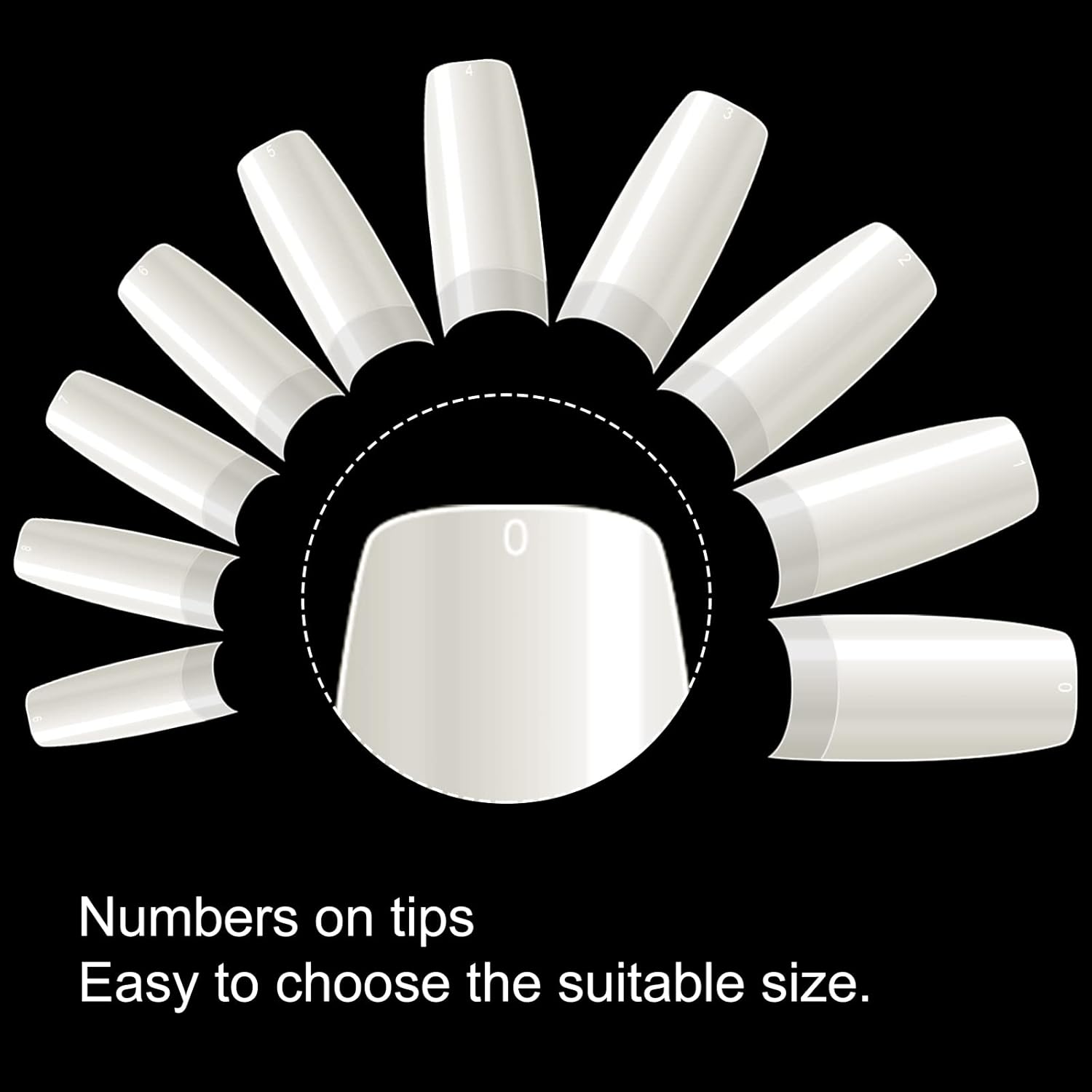 krofaue 500PCS Half Cover False Nails Tips - Acrylic Nail Tips 10 Sizes Lady French Style Acrylic Artificial Tip Manicure with Box for Nail Tips Art Salons and Home DIY-Velvo Beauty