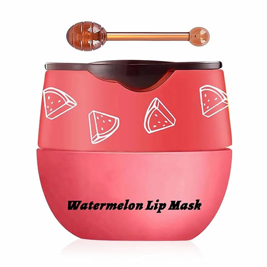 Watermelon Sleeping Lip Mask,Bee Lip Balm Lip Mask Honey Pot Propolis Moisturizing Lip Balm with Stick,Plumping Lip Hydrating Prevention Dry& Cracked Lip Scrubs Exfoliato Lip Wrinkle Care(Watermelon)-Velvo Beauty