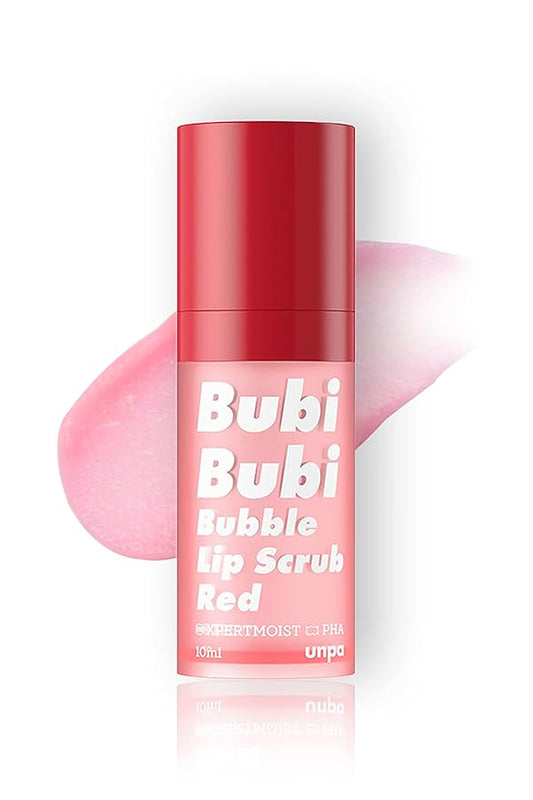 UNPA Bubi Bubi Bubble Lip Scrub Red 0.33 Fl Oz| Lip Bubble Moisturizer & Lip Scrubber | Lip Care Products for Lip Repair & Lip Lightening | Lip Scrubs Exfoliator & Moisturizer | Korean Lip Moisturizer-Velvo Beauty