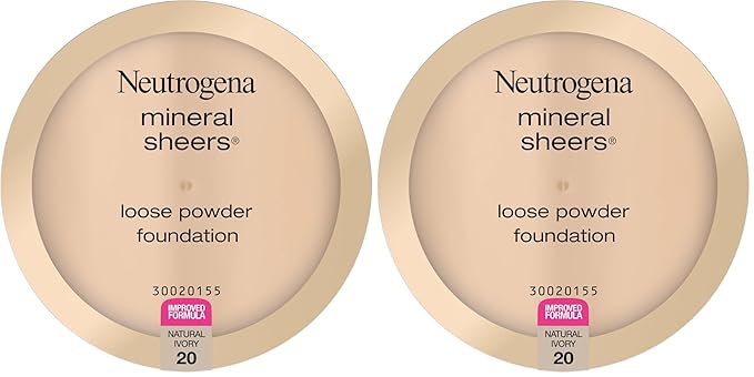 Neutrogena Mineral Sheers Lightweight Loose Powder Makeup Foundation with Vitamins A, C, & E, Sheer to Medium Buildable Coverage, Skin Tone Enhancer, Face Redness Reducer, Natural Ivory 20,.19 oz-Velvo Beauty