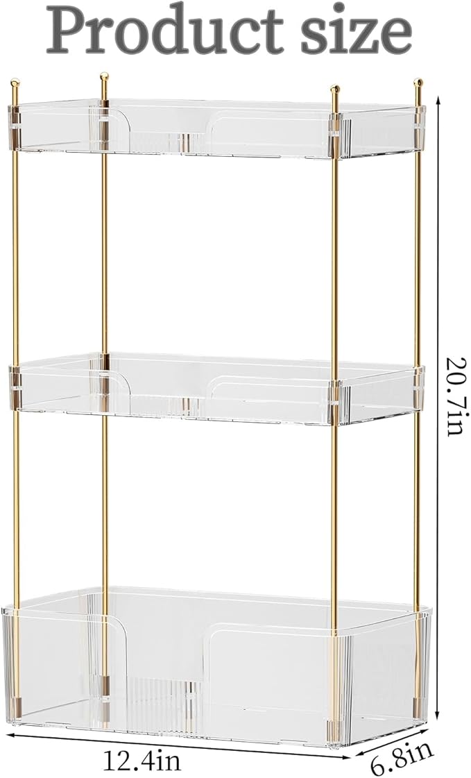 3 Tier Bathroom Countertop Organizer, Makeup Skin Care Organizer, Perfume Tray Vanity Countertop Organizer for Bathroom Countertops-Velvo Beauty