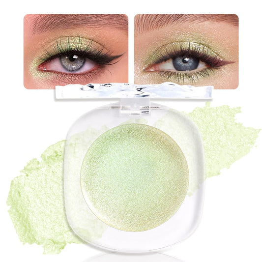 Light Green Cream Glitter Shimmer Metallic Eyeshadow Palette Makeup, Natural Single Mini Instant Holographic Eyeshadow For Women Halloween Birthday Party Wear, Sombras Crema Para Ojos-Velvo Beauty