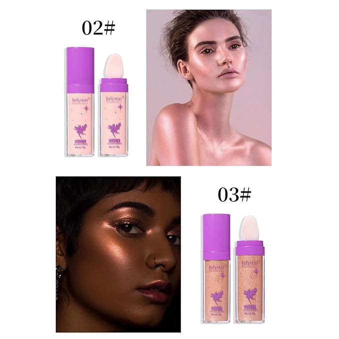 Highlighter Makeup Stick - Patting Powder, Body Glitter Fairy Dust Glitter Fairy Makeup Powder Stick Patting Powder Glitter Contour Blush Powder Face Brightens for Face Body Hair Makeup Kit - 3 Colors-Velvo Beauty