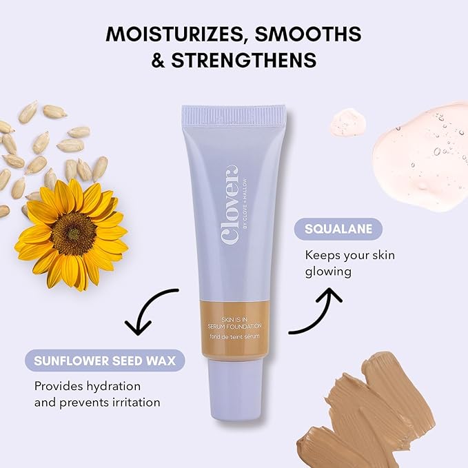 Clover Skin Is In Serum Foundation | Hydrating Face Serum, Lightweight Foundation, Cruelty-Free & Vegan | With Squalane And Sunflower Seed Wax | 30 ml - Shade 06 (Medium)-Velvo Beauty