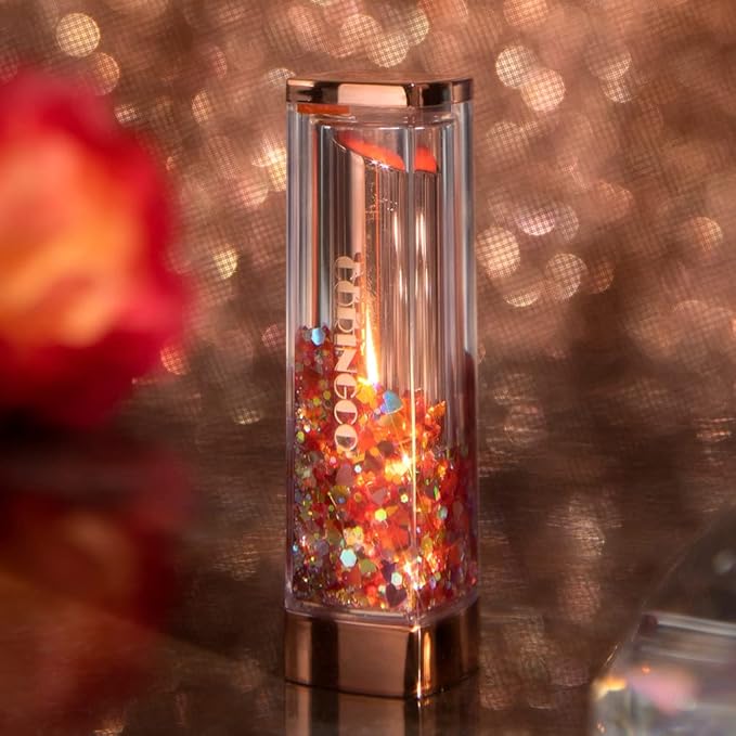 [SET] CORINGCO Sparkle Cute Color Changing Lip Balm｜ Colored Lip Cream Lip Gloss, Glitter Lip Care Lip Pack Birthday Gift Glitter Gift Sequin Shiny Spangle Lipbalm (#04 Orange Red)-Velvo Beauty