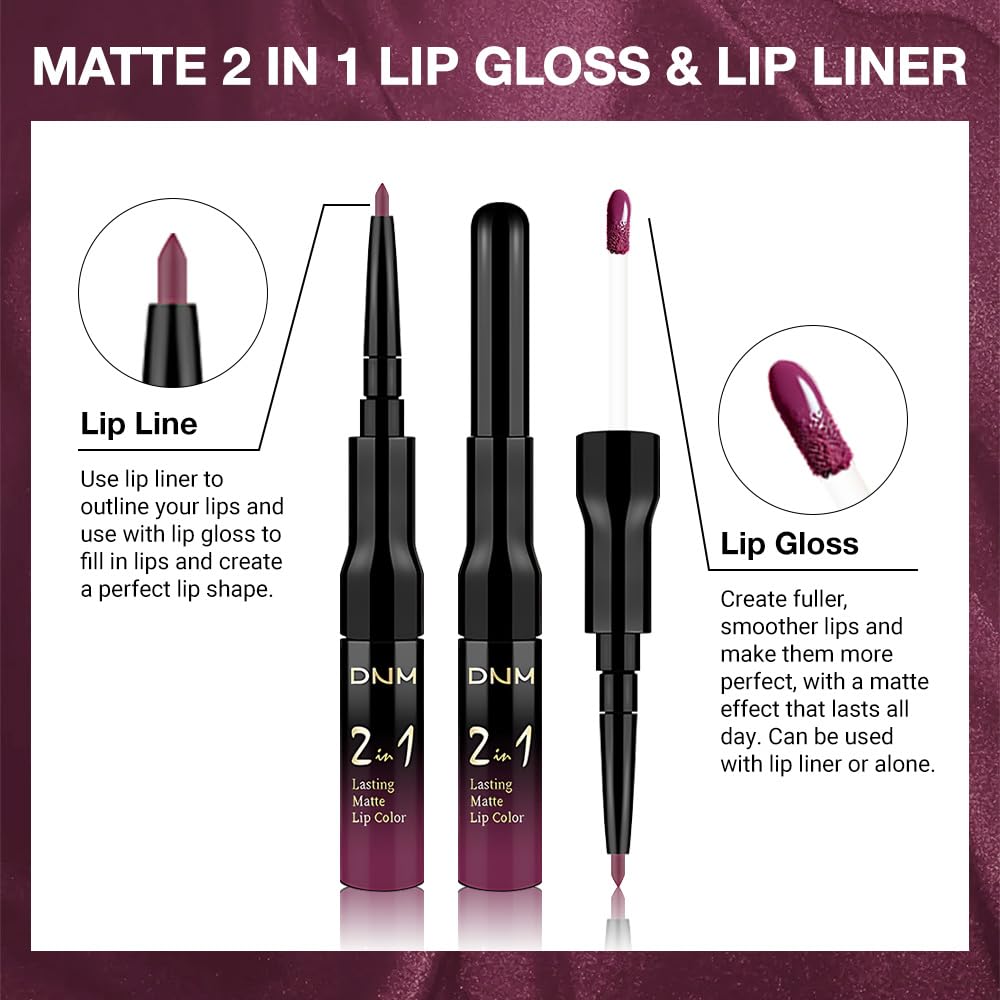 evpct 1Pcs Dark Plum Purple Matte Lip Liner and Liquid Lipstick Stain Makeup Set for women, Plum Red Long Lasting Smudge Proof Lipstick labiales matte mate larga duracion listip 24 hours originales,18-Velvo Beauty