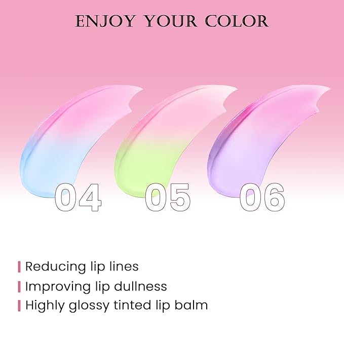DAGEDA 3PCS Tinted Lip Balm, Moisturizing Magic Color Changing Lipstick, Soothing Hydrating Lip Balm Tinted, Glossy Lip Plump Gloss Butter Balm for Women, Lightweight, Non-Greasy, 04+05+06-Velvo Beauty