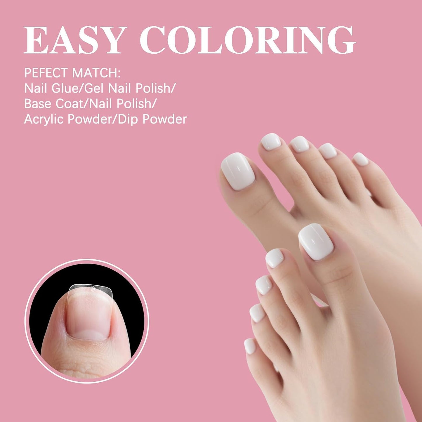 Toe Nail Tips, SSWSBYKE 300Pcs Short Square Soft Gel Full Cover Fake Toe Nail Tips 15 Sizes Matte Press on Acrylic Toe Nail Extensions For Home DIY Nail Salon-Velvo Beauty