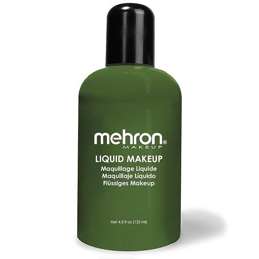 Mehron Makeup Liquid Makeup | Face Paint and Body Paint Perfect for Halloween, Cosplay I Air Brush Compatible 4.5 oz (133 ml) (GREEN)-Velvo Beauty