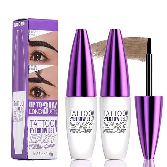 2Pcs Light Brown Peel Off Brow Tint Gel - Waterproof & Sweatproof Tattoo Effect, Transfer-Resistant Multi-Day Wear, All Skin Types Mother’s Day Gift Set-Velvo Beauty