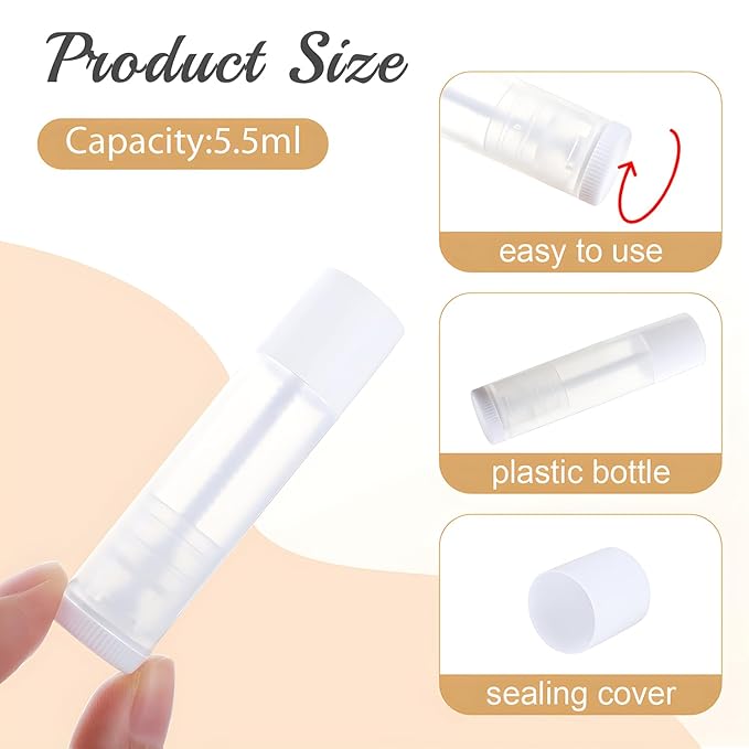 100 Pcs 5.5ml Bulk Empty Lip Balm Tubes Refillable Plastic Lip Gloss Container Travel Lipstick Tubes Chapstick Tubes Holder For DIY Homemade Lip Balm (clear)-Velvo Beauty