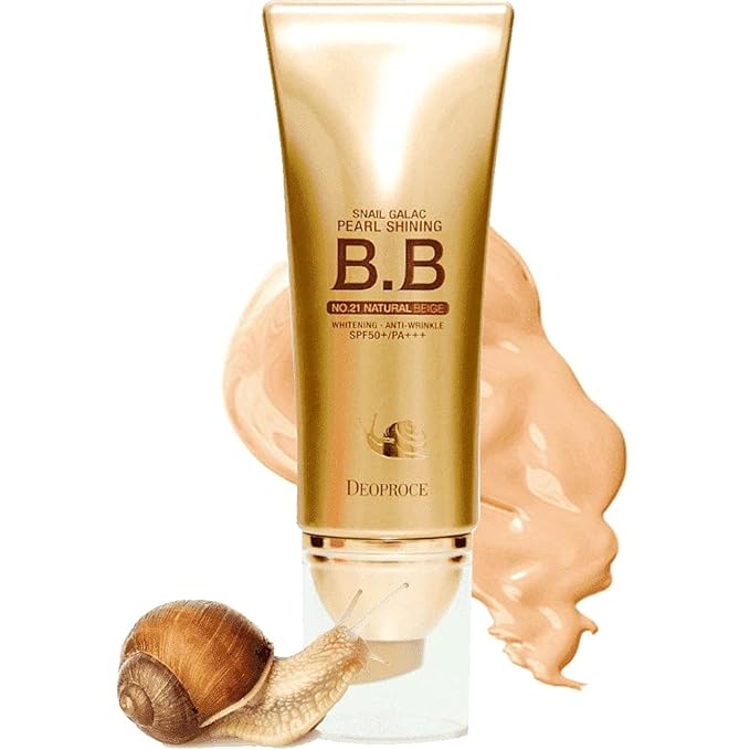 Deoproce Pearl Shining BB Cream Snail Galac SPF50+/PA+++ Face Moisturizer Skin Tone Correction Blemish Covering UVA/UVB Block reduction Korean Makeup Anti Wrinkle (#21 Natural Beige)-Velvo Beauty