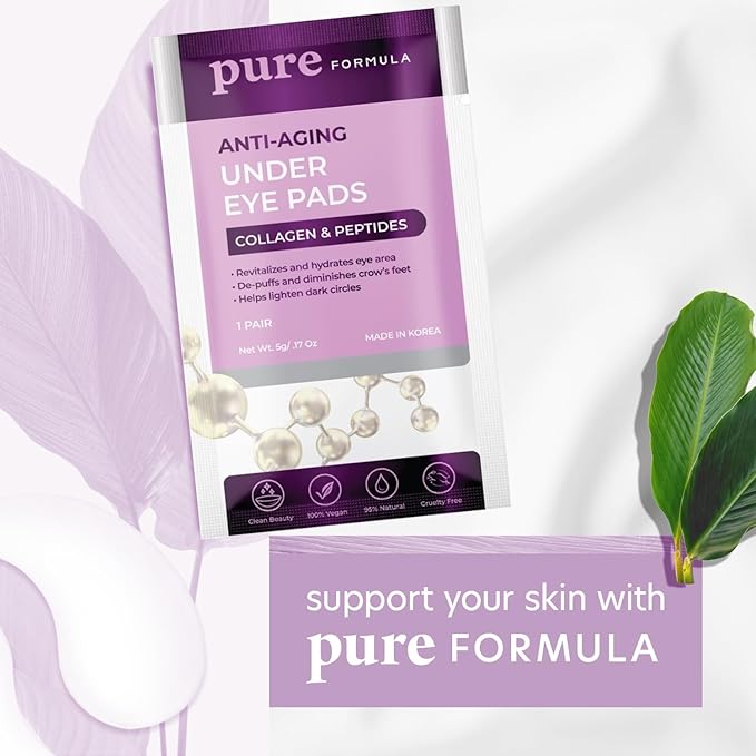 Collagen and Peptides Under Eye Patches - Reduces Puffiness & Dark Circles, Firming & Anti-aging Under Eye Pads - Cruelty Free Korean Skin Care For All Skin Types - 5 Pairs-Velvo Beauty